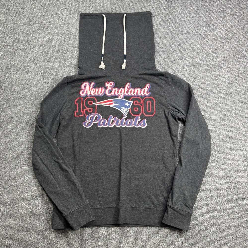 New England Patriots NFL Team Apparel Sweater‎ Women S Gray Cowl Neck Pullover